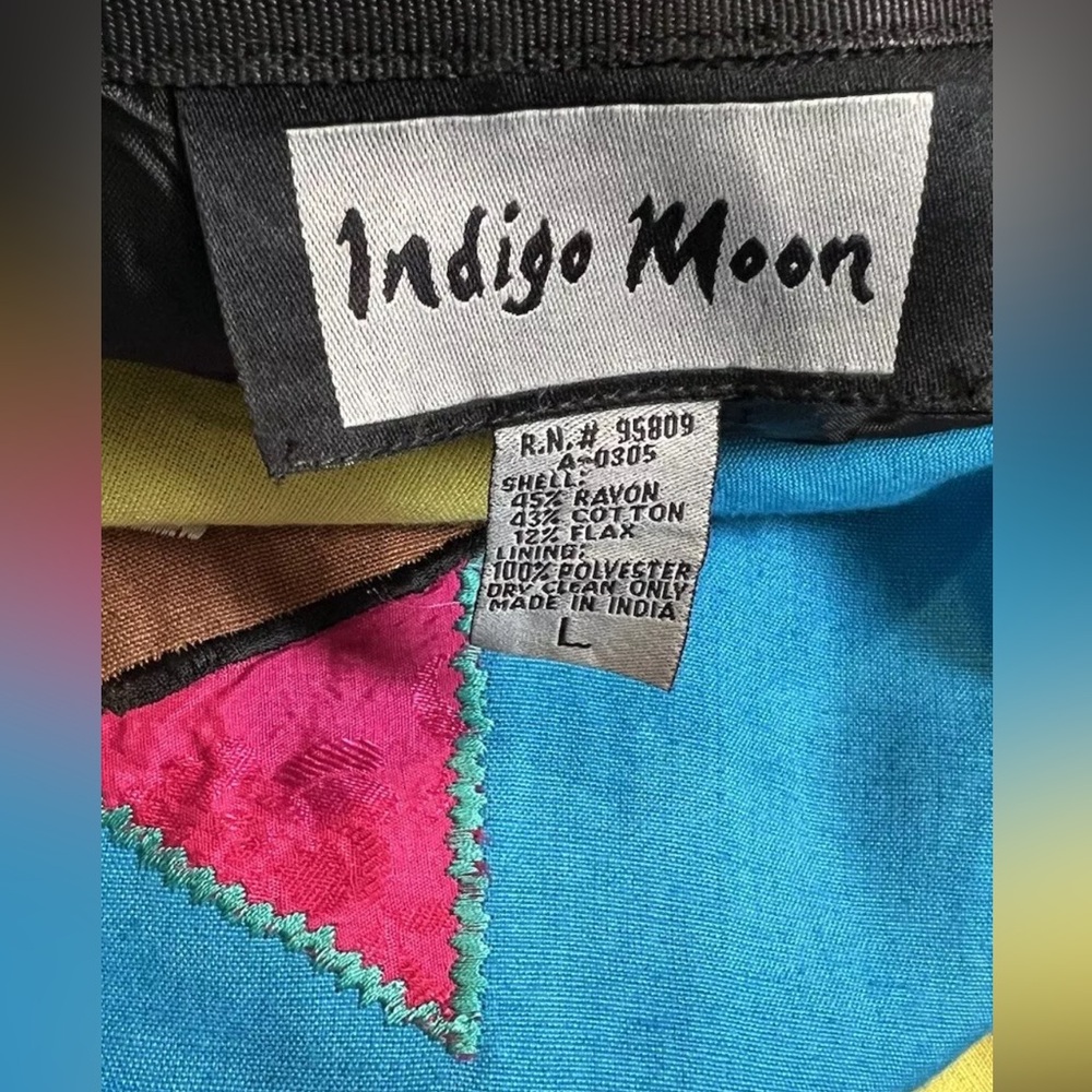 Womens Patchwork Indigo Moon Embroidered Jacket S… - image 4